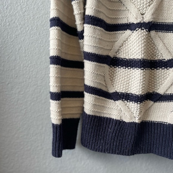 Chaps Chunky Blue and Cream Cowl Neck Sweater - Picture 3 of 8